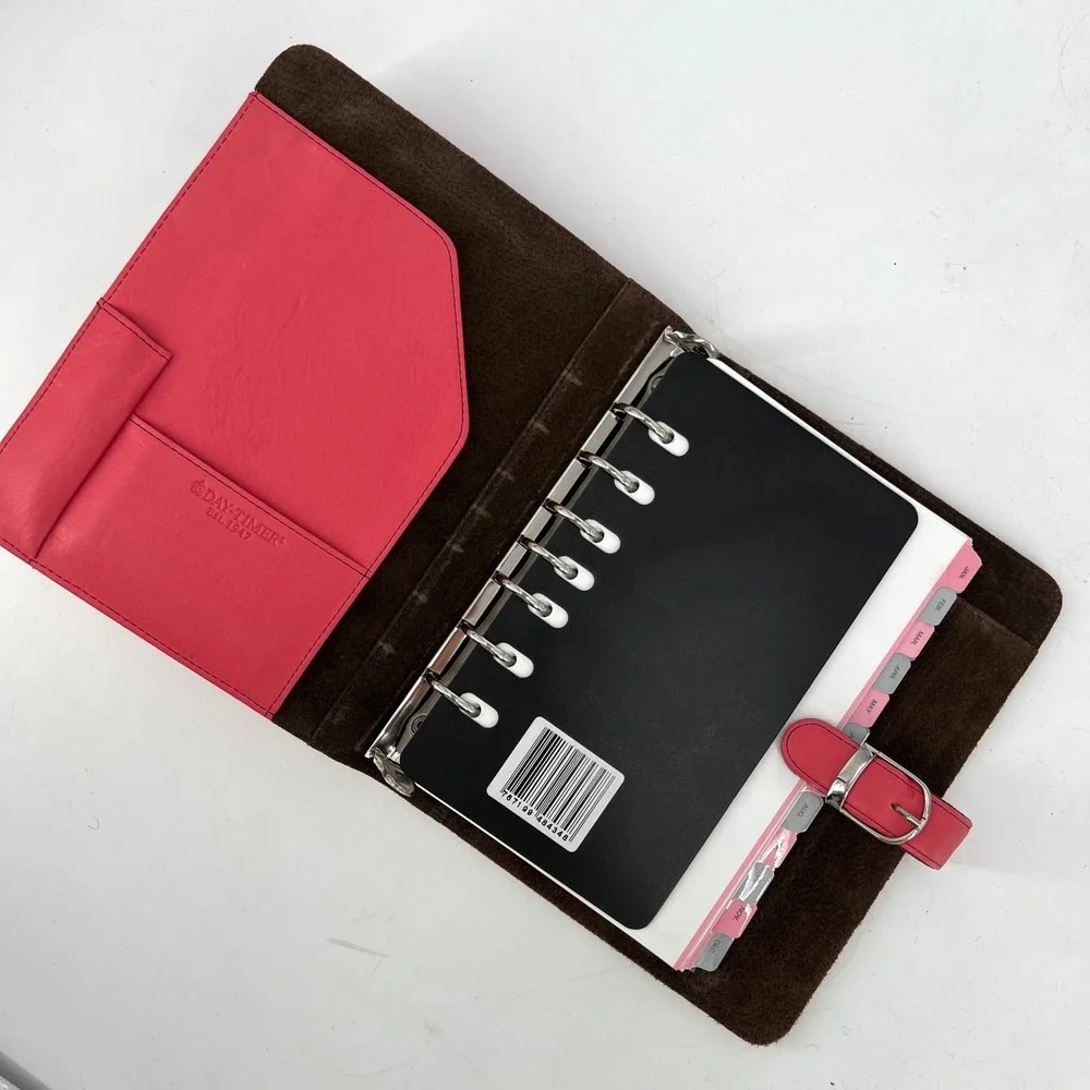 Day-Timer Pink Leather Personal Organizer Planner Pink Ribbon‎ Cancer Research